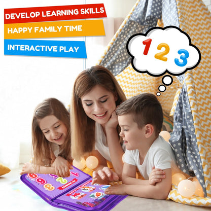 Qizfun Toddler Busy Board Montessori Toys – Sensory Busy Book, Educational Learning Travel Toy for Airplane & Car, Keeps Toddlers Entertained, Birthday Gifts for Toddler Boys Girls (Blue/P8)