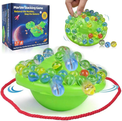 Marble Game & Balance Game for Kids - 60 Premium Glass Marbles, Strategy Fun Toy for 1-4 Players, Ready to Play Out of The Box 8 Years Old
