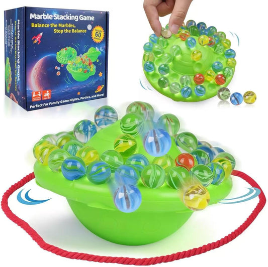 Marble Game & Balance Game for Kids - 60 Premium Glass Marbles, Strategy Fun Toy for 1-4 Players, Ready to Play Out of The Box 8 Years Old