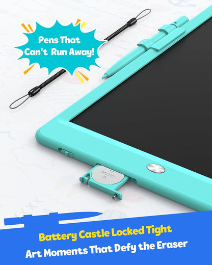 TEKFUN LCD Writing Tablet for Kids, 10-inch Coloring Drawing Pad, Mess Free Doodle Board, Airplane Travel Toys for Boys and Toddlers, Road Trip Essentials, Gifts for 3 4 5 6 7 8 Year Old Girls(Blue)