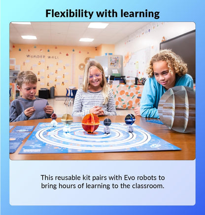 Ozobot OzoGoes to Sun, Earth & Moon STEAM Kit, Ages 8+, Learn Celestial Movements, Critical Thinking, NGSS Aligned, Group Learning, Assembly Guide, QR Digital Lessons, Robot Not Included