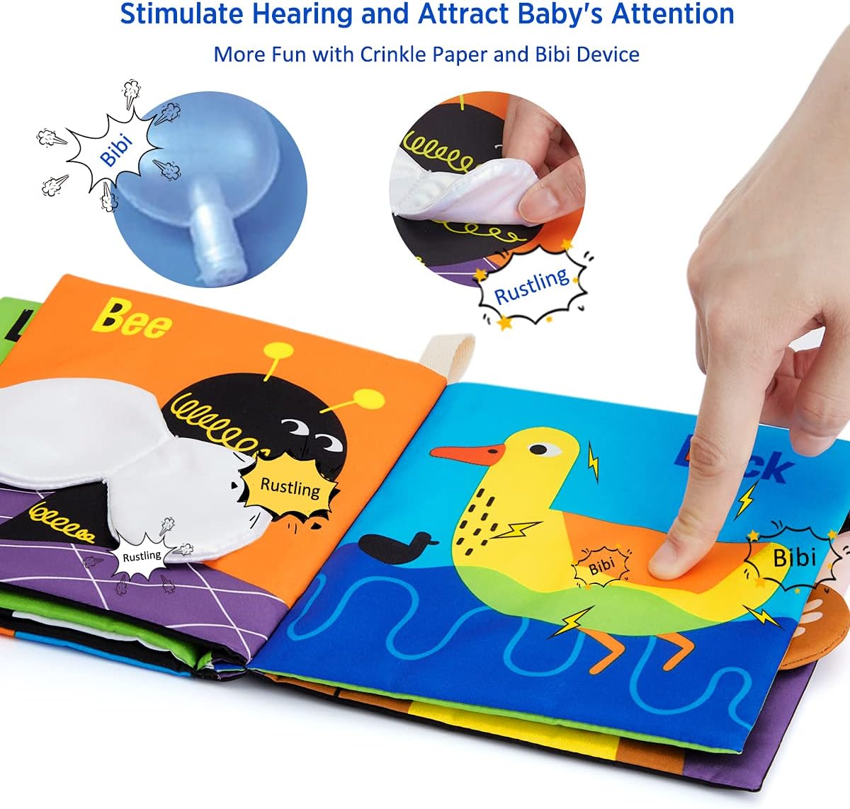 beiens High Contrast Black and White Baby Book - Touch and Feel Crinkle Sensory Toy - Visual Stimulation Interactive Montessori Toys for 0-12 Months Infant Newborn - Baby Gift for Boys Girls