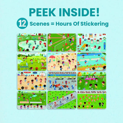 Animals Habitat 500+ Kids Sticker Book by Cupkin Toddler Airplane Travel Activity Coloring and Sticker Book, Road Trip Essentials, 12 Coloring Pages + 12 Scenes for Ages 2–8 Years - Colors A