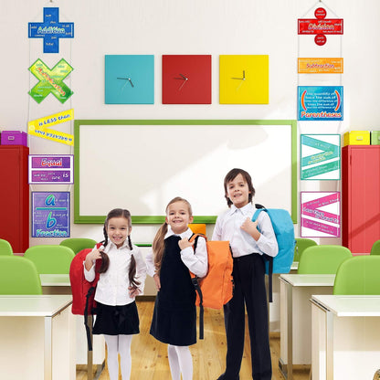 Blulu 10 Pieces Math Poster for Classroom Preschool Primary School Students Kids Math Symbol Teach Educational Learning Poster Keyword for Classroom Decoration Bulletin Board Decor