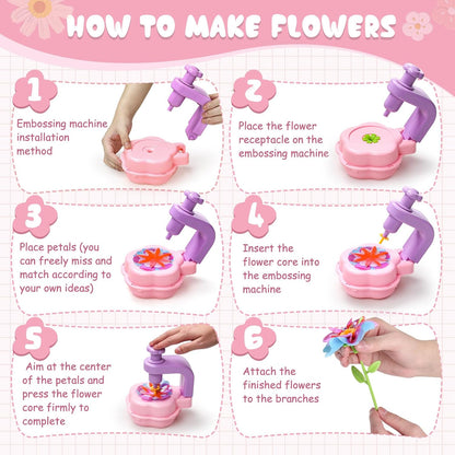 Scvcid DIY Art Flower Toys Include Extra Accessories Set, Arts and Crafts Activity Kit for Kids Ages 3-12, Fabric Bouquet Craft for Toddler, Birthday Gifts for 3 4 5 6 7 8 9 10 11 12 Year Old Girls