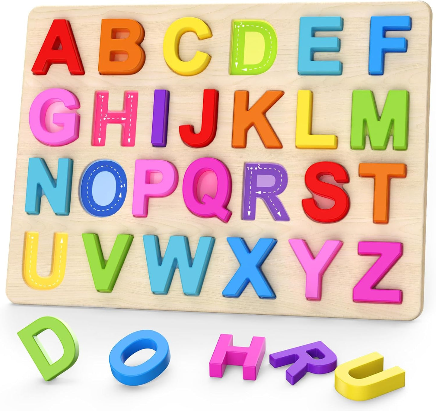 Zeoddler Alphabet Puzzles, ABC Preschool Learning Toys, Wooden Toys for Toddlers, Alphabet Shape Puzzles for Kids, Gift for Girls Boys