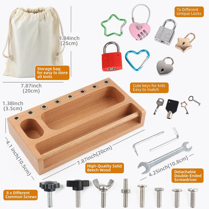 Sensory Bin Tools Montessori Screwdriver Board Set Lock and Key Toys Fine Motor Skills STEM Kits Quiet Toys Autism Classroom Must Haves