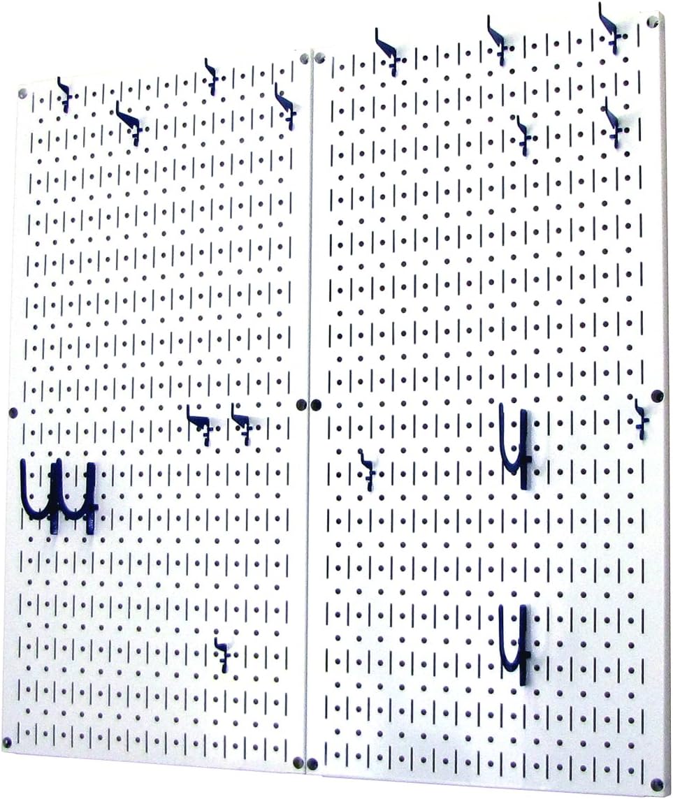 Wall Control Kitchen Pegboard Organizer Pots and Pans Storage Rack Organization Kit with Green Pegboard and White Accessories