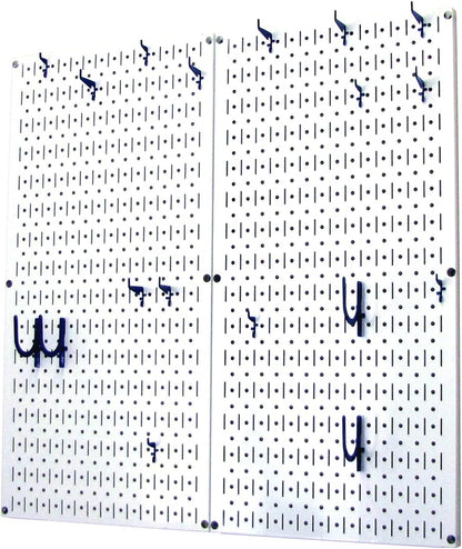 Wall Control Kitchen Pegboard Organizer Pots and Pans Storage Rack Organization Kit with Green Pegboard and White Accessories