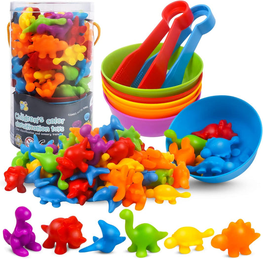 GKDOMS Counting Animals Toy Matching Game with Sorting Bowls Preschool Learning Activities Montessori Sensory Toy for Math Color Sorting, Party Favors Birthday Gifts for Toddlers