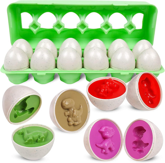 Montessori Geometric Eggs,12 pcs Set Color & Shape Egg Puzzle Toys Matching Eggs for Toddlers 1-3,Preschool Educational Sorting Game Fine Motor Toy Easter Gifts for Kids Boys Girls