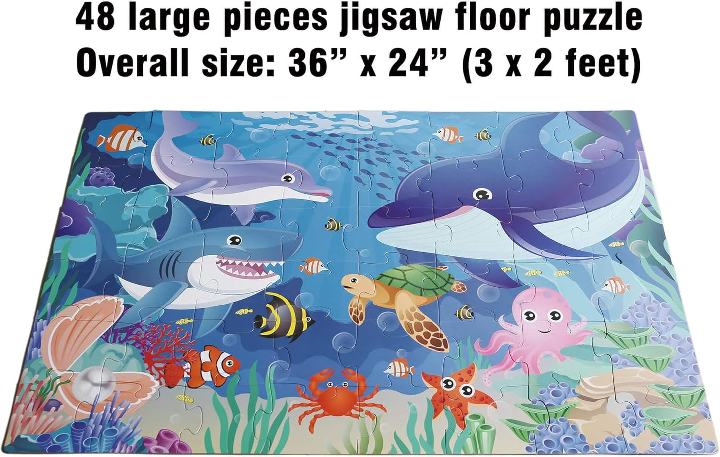 Farm Floor Puzzle for Kids 3-5: Educational Jigsaw Farm Scene - 48-Piece Large Puzzle 36 x 24 inches for Toddlers Learning Education Gift Family Activities