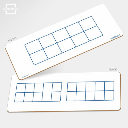 SCRIBBLEDO Dry Erase Ten Frame Board - 4" x 12" Double Sided Dry Erase Boards for Kids to Visualize and Practice Base 10 Number Concepts - Math Practice Board for Home School and Classroom