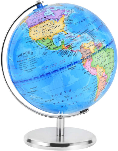 KISEER 6 Inch World Globe Rotating Earth Spinning Globe with Heavy Metal Stand for Kids Geography Classroom Education or Office Home Decorations