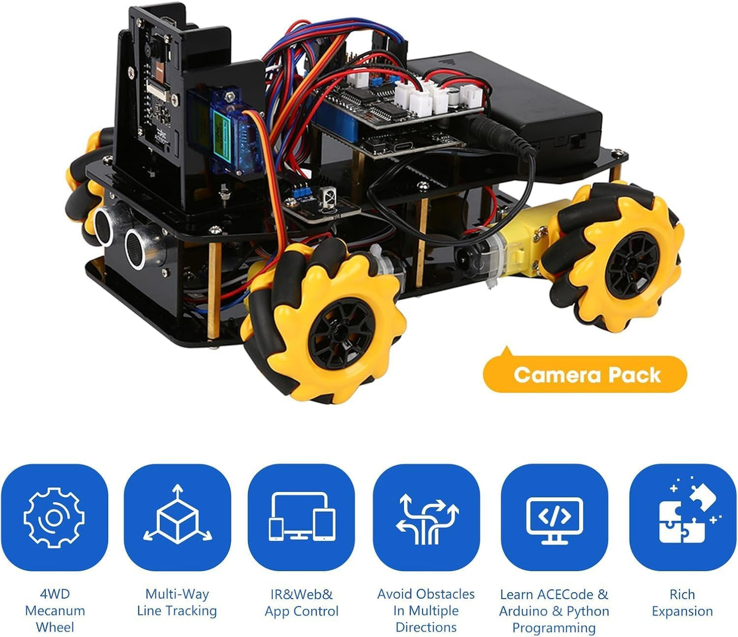 ACEBOTT Smart Robot Car Kit Compatible with Arduino, Robotics for Kids Ages 8-12 12-16, Electronic Programming Project/STEM Science Kits Coding Gifts for Adults and Youths