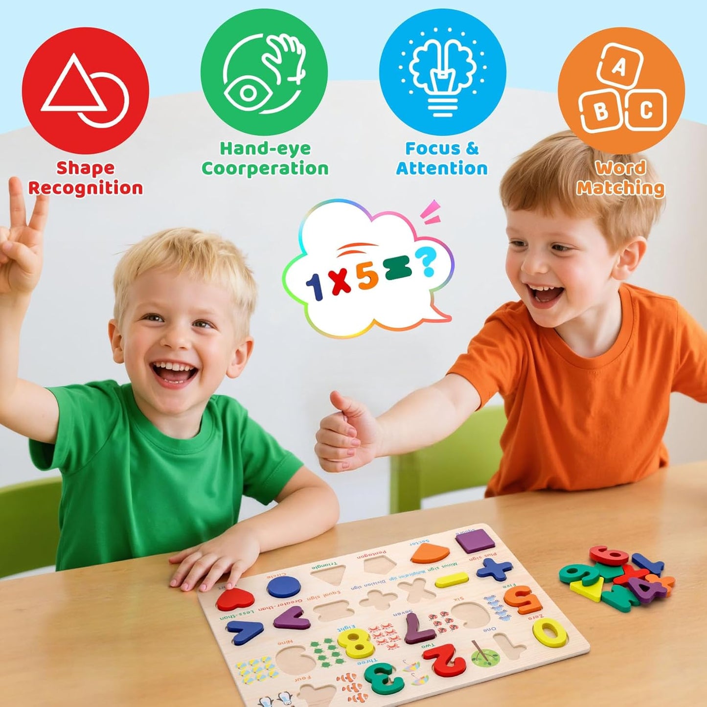 Shape Puzzles Wooden Puzzles for Toddlers, Peg Puzzle Educational Shape Sorter Toys Wooden Shape Board Puzzles, Preschool Learning Educational Toy for Baby Girls Boys