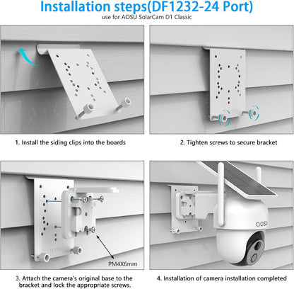 Vinyl Siding Mount for AOSU SolarCam D1 SE/Lite/Max,eufy Solocam S340/E30,Reolink Argus PT 3MP/4MP/5MP/2K/4K/8MP,ANSQUE Security Cameras (GU01/SA01), Cinnado B6 Security Camera Kit (White)