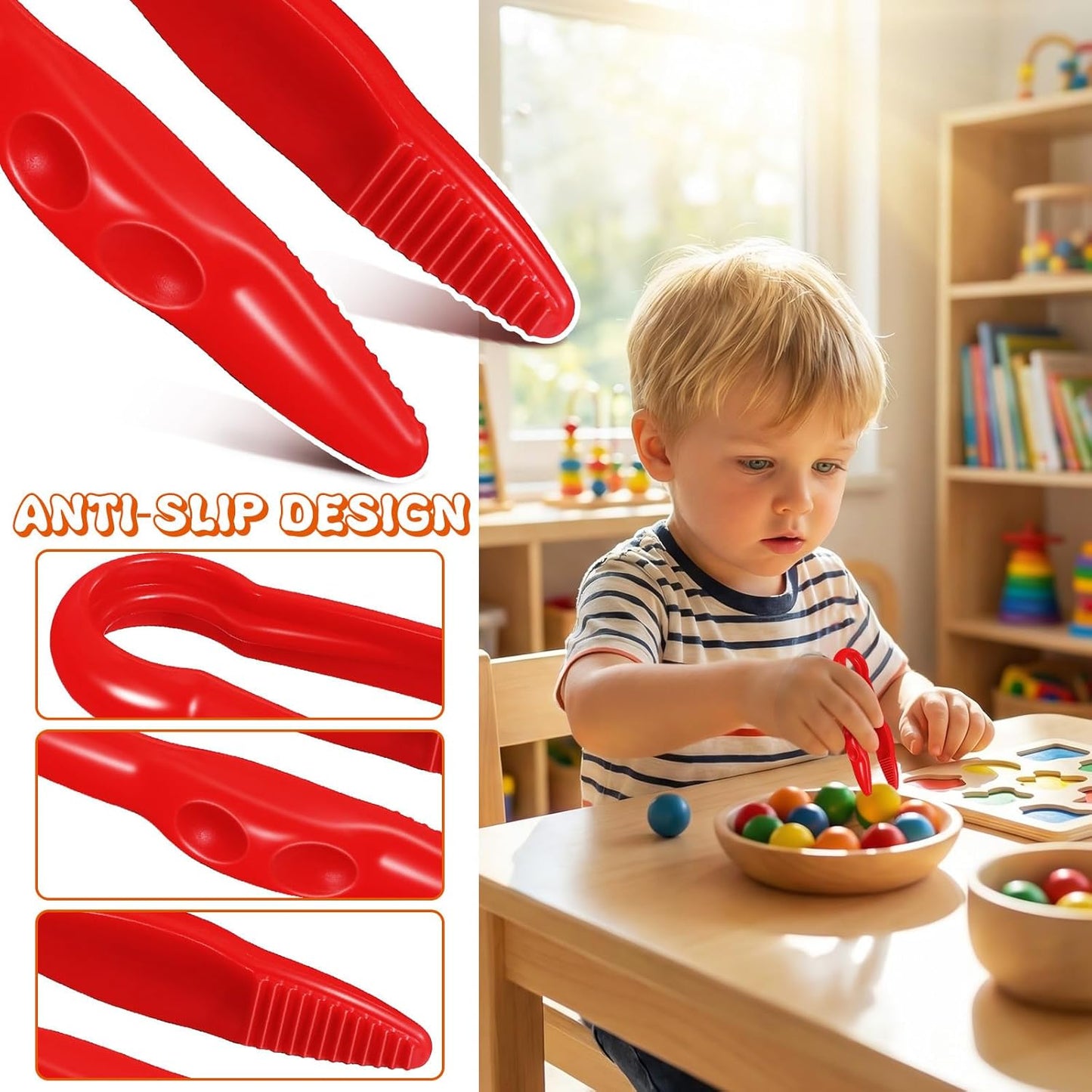 TOYANDONA 6pcs Plastic Tweezers for Kids - Sensory Bin Tools Toddler Tweezers Tongs for Kids Fine Motor Skills Montessori Tools Nature Exploration