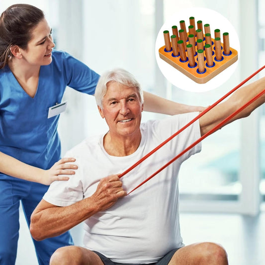 Stroke Rehabilitation Peg Board – Fine Motor Therapy Tool with 20 Pegs – Wooden Coordination Board for Hand Exercise and Dexterity Training – 7.1 X 5.5 X 0.8 Inches
