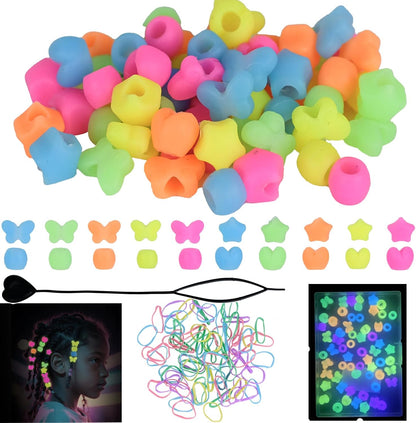 50Pcs Soft Small Silicone Beads for Hair,Hair Beads for Kids Girls Braids with 5mm Hole Glow in The Dark 5 Color(50)