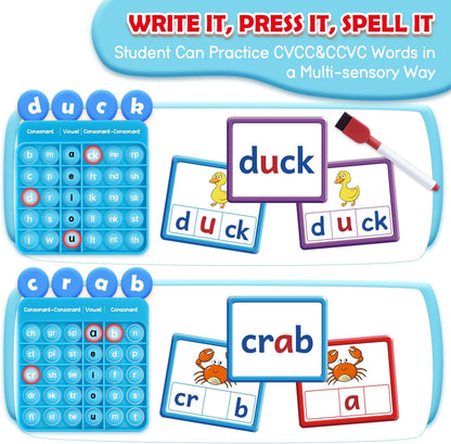 Torlam CVC Word games Phonics Games Sight Words Flash Cards, Spelling Reading Learning Flashcards, Speech Therapy Toy Preschool Kindergarten Classroom Learning Activities Must Have Homeschool Supplies