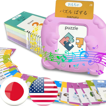 English Flash Cards Bilingual - Japanese Talking Flash Cards for Kids, Pocket Speech for Toddlers 3-12, 510 Sight Words of 31 Varieties, Sensory Toys Children with Autism (Japanese, Blue)