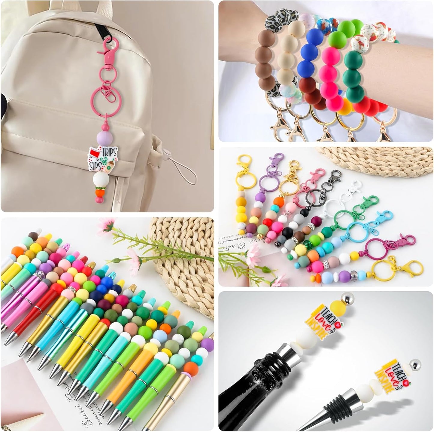 65Pcs 19mm Silicone Beads for Keychain Making Bracelet Necklace, Bulk Round Silicone Beads for Pens（Christmas Green） - Colors B