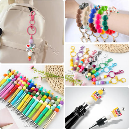 65Pcs 19mm Silicone Beads for Keychain Making Bracelet Necklace, Bulk Round Silicone Beads for Pens（Christmas Green） - Colors B