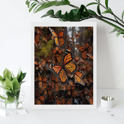 VstaDank Monarch Butterflies Diamond Painting Kits Exquisite DIY Full Round Drill Diamond Dots Painting for Adults Beginner Diamond Photo Paint with Diamond Picture Art Wall Decor 12"x20"
