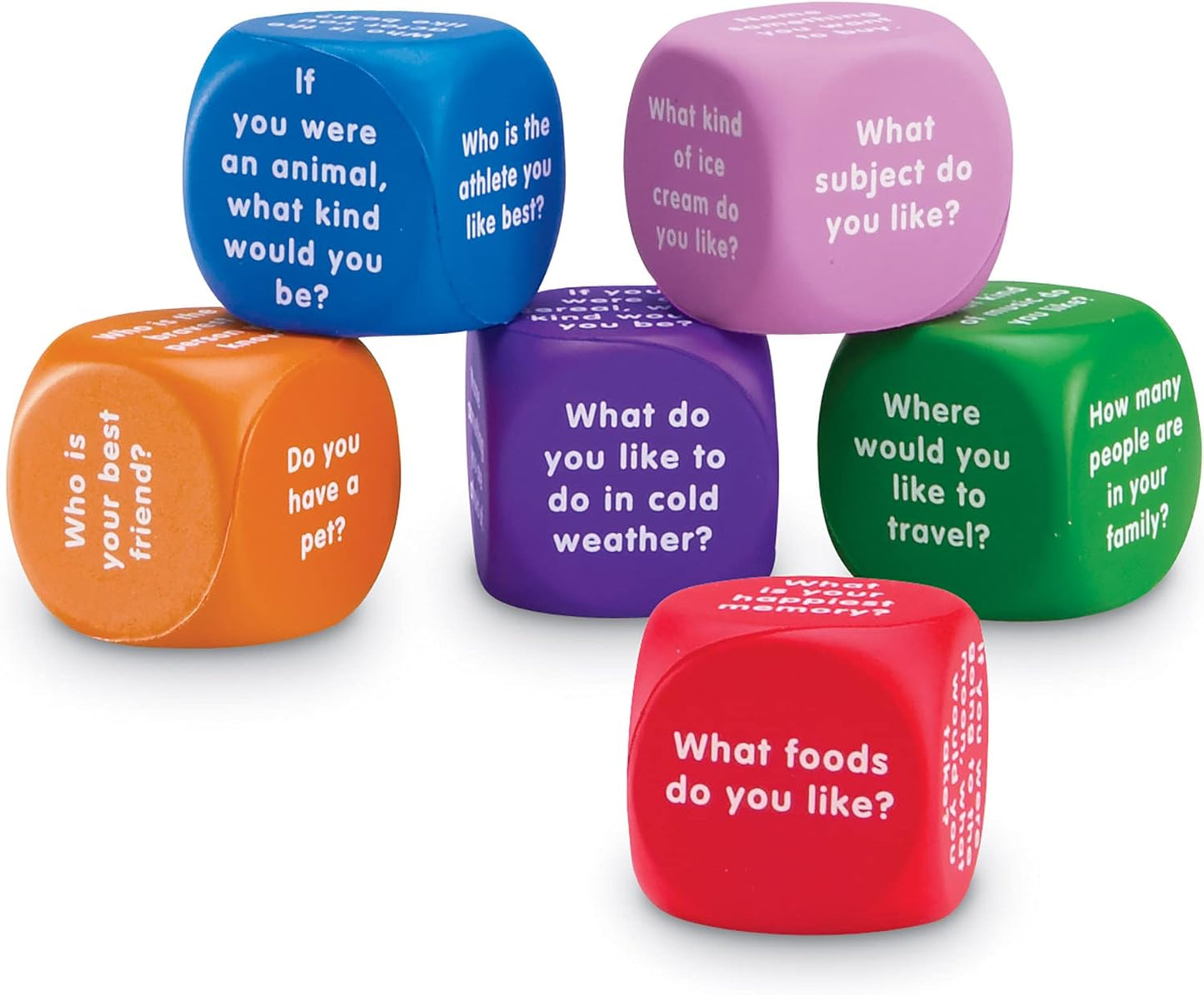 Learning Resources Conversation Cubes -Ages 6+, Foam Cubes for Social Emotional Learning, School Counselor Supplies, Speech Therapy Toys, Ice Breaker Cubes,Teacher Must Haves, 6 Pieces