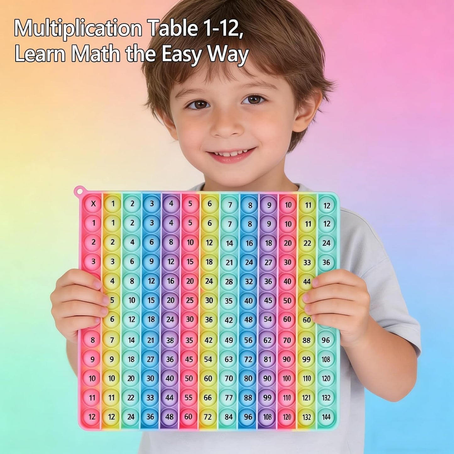 2 in 1 Multiplication Table Game and Digital Addition Table P0PP Math Toy, DK-SIMINA Rainbow Dimple Finger tip Toy, Math Manipulation Game, Create Various Math Operations (1 PCS)