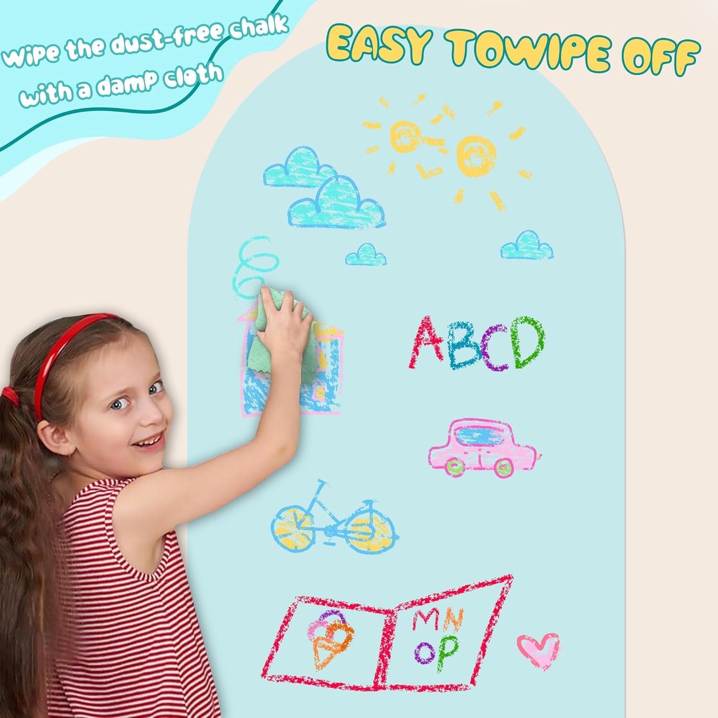 8 PCS Magnetic Wall Decals for Kids Magnetic Chalkboard Peel and Stick Magnet Sheets Board Sticker Tangram Puzzle Self Adhesive Contact Paper Dry Erase Blackboard for Playroom Homeschool 15.7"x10.4"