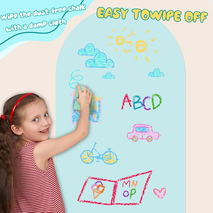 8 PCS Magnetic Wall Decals for Kids Magnetic Chalkboard Peel and Stick Magnet Sheets Board Sticker Tangram Puzzle Self Adhesive Contact Paper Dry Erase Blackboard for Playroom Homeschool 15.7"x10.4"