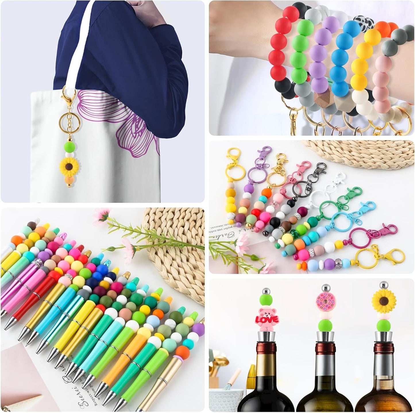 65Pcs 19mm Silicone Beads for Keychain Making Bracelet Necklace, Bulk Round Silicone Beads for Pens（Christmas Green） - Colors B