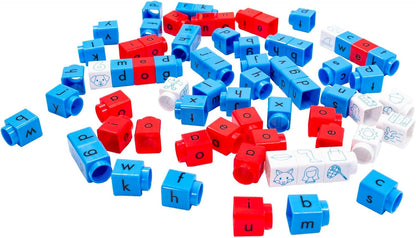 Junior Learning: Rainbow Phonics - CVC Blox Set - 70 Color-Coded Blocks, Children's Build & Learn Set, Consonants, Turnable Short Vowels, Picture Blox