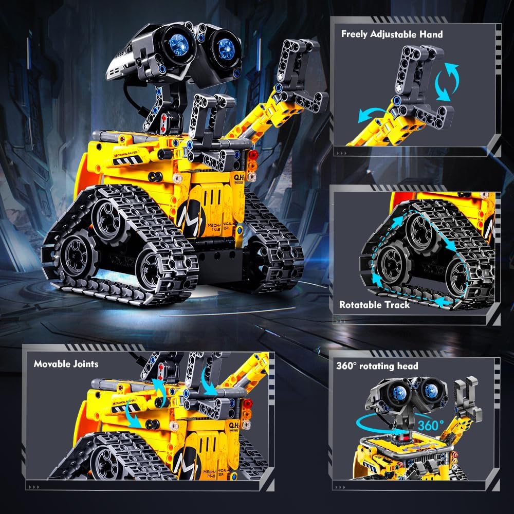 INSOON Robot Toys for Kids Building Set, 520 PCS App & Remote Control Robotics Kit, 5-in-1 RC Wall Robot Engineer Dinosaur Building Block Toy Gift for Kids 6 7 8 9 10 11 12+ Years Old Boys Girls