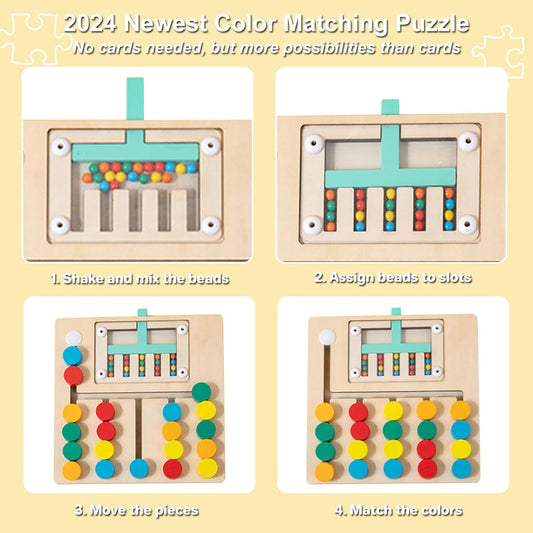 Biottro Montessori Toys for 3+ Year Old, Wooden Color Matching Puzzle Toy Brain Teasers Logic Game Preschool Educational Learning Toys for Kids Boys Girls 3 4 5 6 7 Years Old (5 Color)