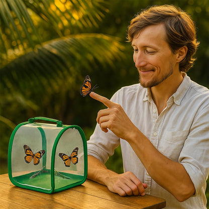 Butterfly cage 12"x12"x12" with Sleeve – Perfect Habitat cage for Rearing Insects. This pop-up Butterflies House Works as Butterfly Growing kit.