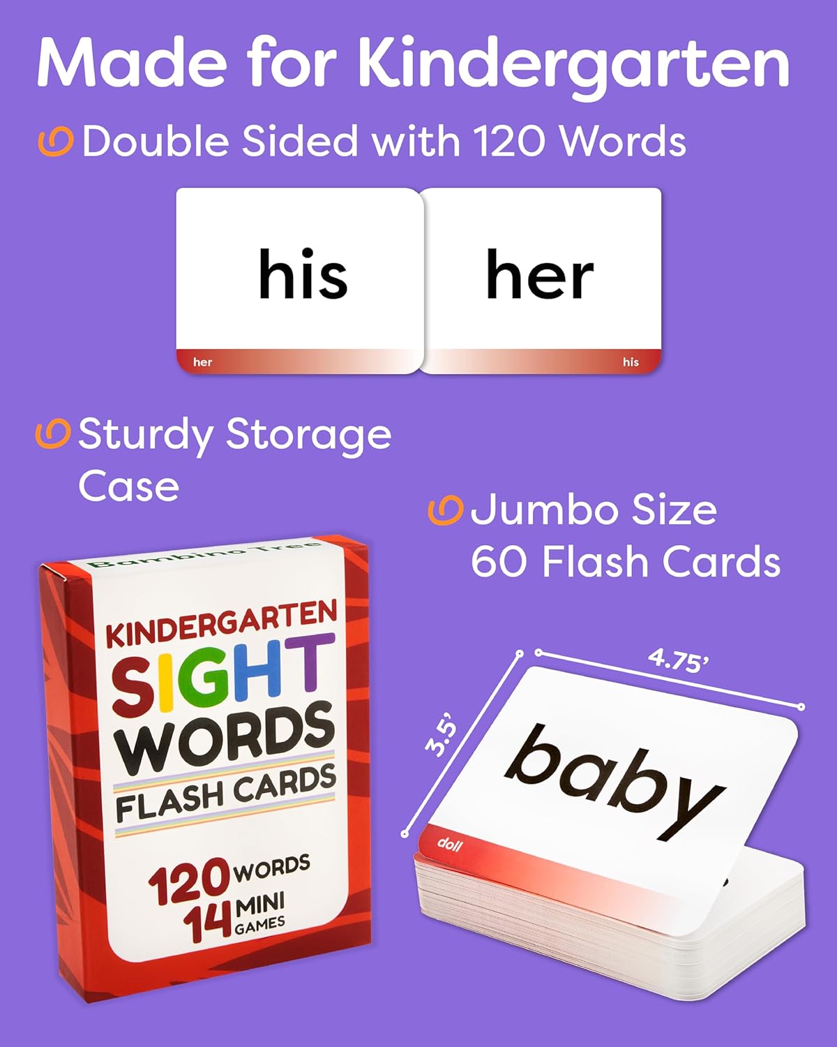 Sight Words Flash Cards 1st Grade - 120 High Frequency Words from Dolch's and Fry's Lists for 6-7 Years