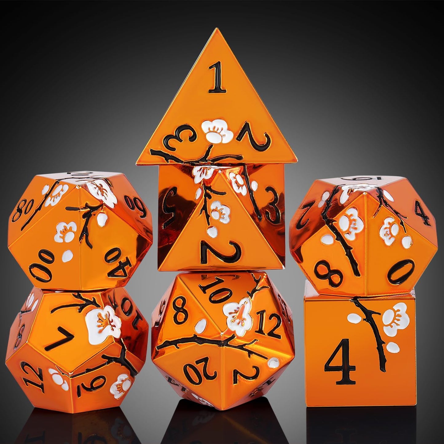 DnDnD Heavy Polyhedral Metal Dice Set with Metal Box, 7-die Shiny Blue Surface with Golden Number for RPG,Dungeons and Dragons,Pathfinder,Shadowrun,D&D,Role Palying Game and Math Teaching - Colors B
