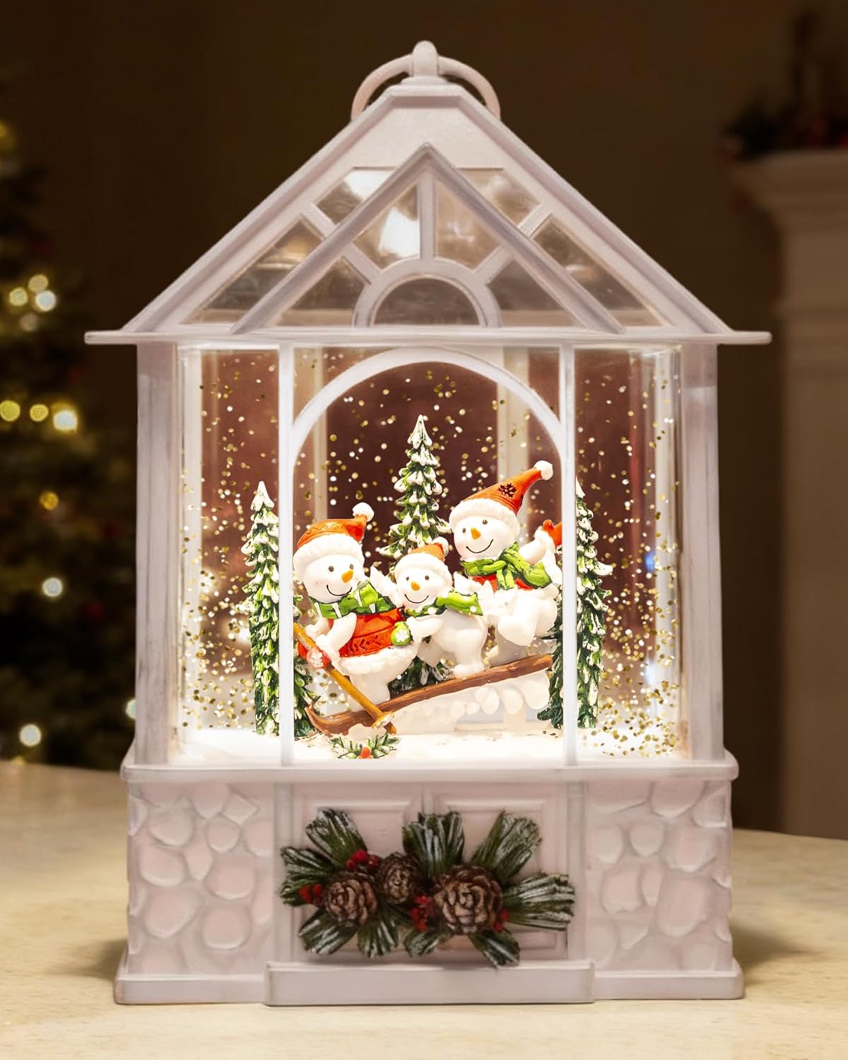 Extra Large Christmas Snow Globes Christmas Lantern, 12.99" Musical Snow Globe with 8 Songs, Santa Snowglobe for Kids Adults, 6H Timer Dual Power, Lighted Christmas Decorations Indoor Gifts