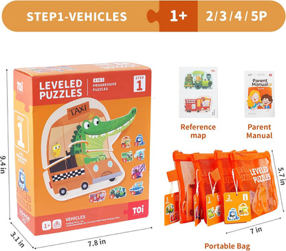 TOI Leveled Puzzles for Kids Aged 2.5 and Up, Toddler Puzzle Preschool Learning Jigsaw Puzzles, Large Pieces Educational Game for Boys Girls, Classic Education Step 2