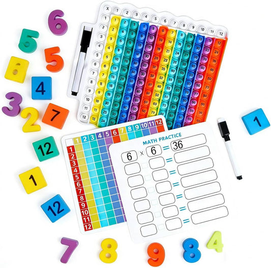 Multiplication Table Game Learning Toy Pop Multiplication Flash Cards 3rd Grade Fidget Math Game Toy 12x12 Educational Desktop Flash Card with Marker