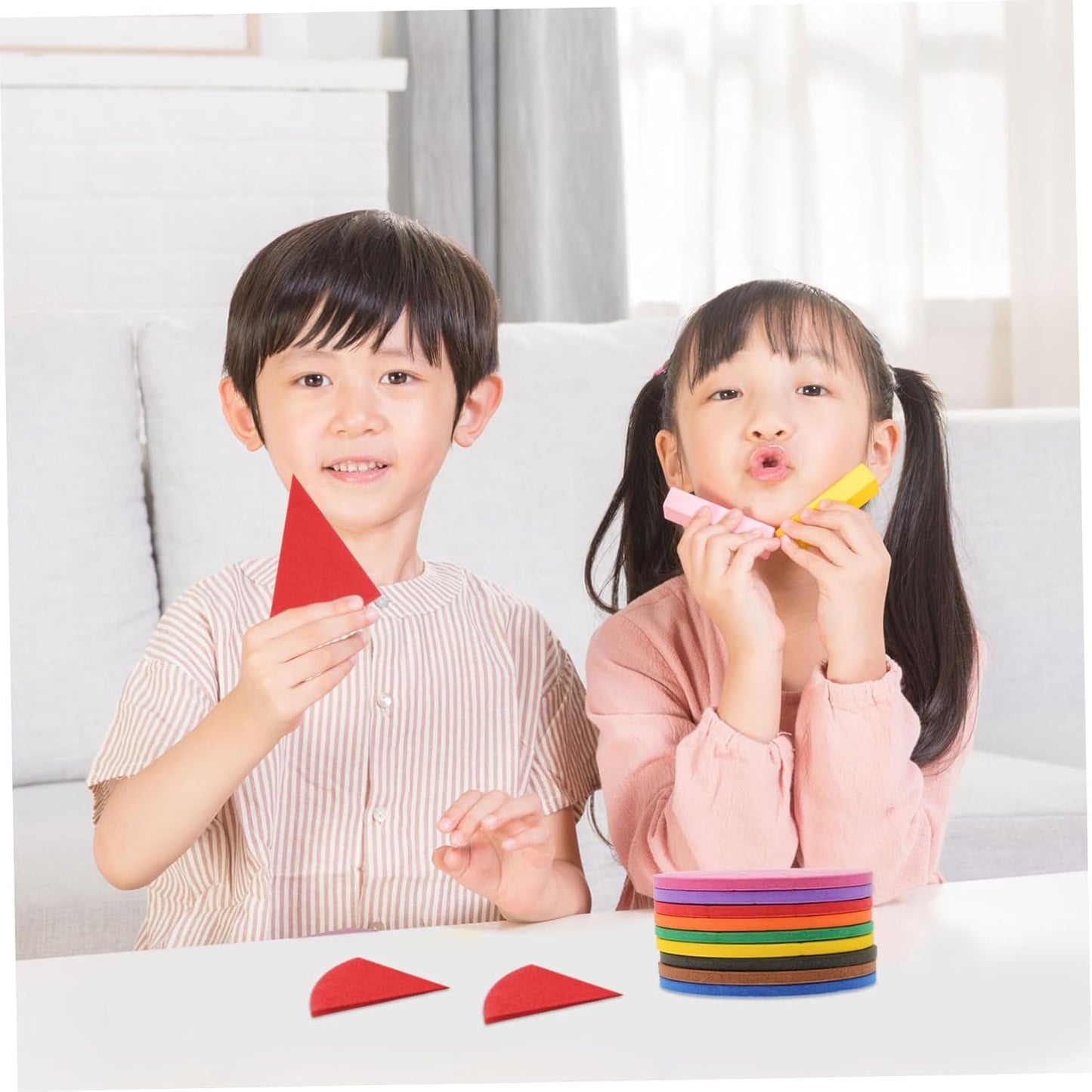 NUOBESTY 3 Sets Eva Fraction Circles Educational Cognition for Early Learning Manipulative Math Trays for Teaching Fractions Engaging Activity for Classroom Home Use
