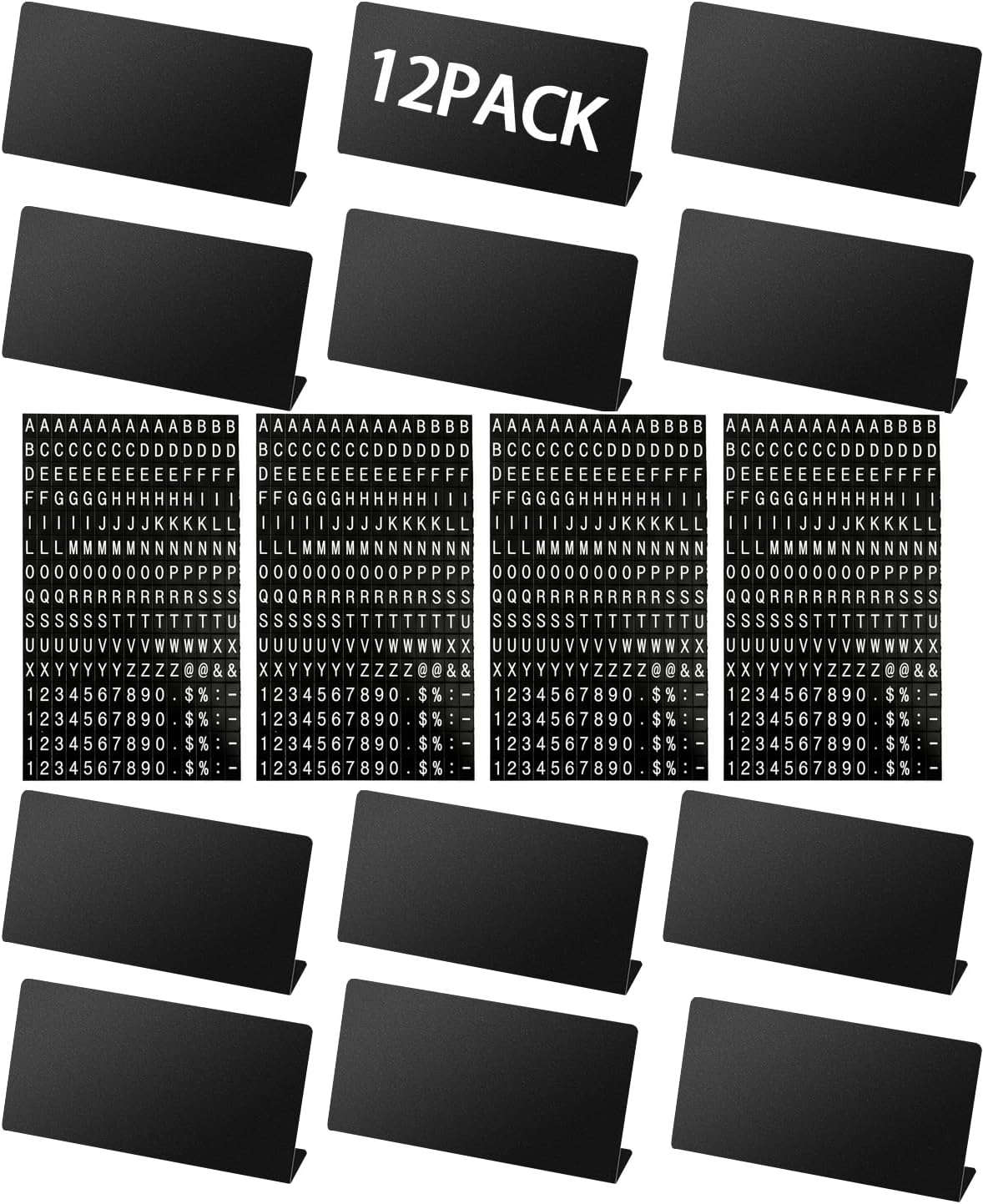 Magnetic Letter Refill Sheets for Price Display Sign, 2 Pack Mini Replacement Character Set, Numbers Letters Symbols for Menu Board, Café Bakery Counter Sign Accessories
