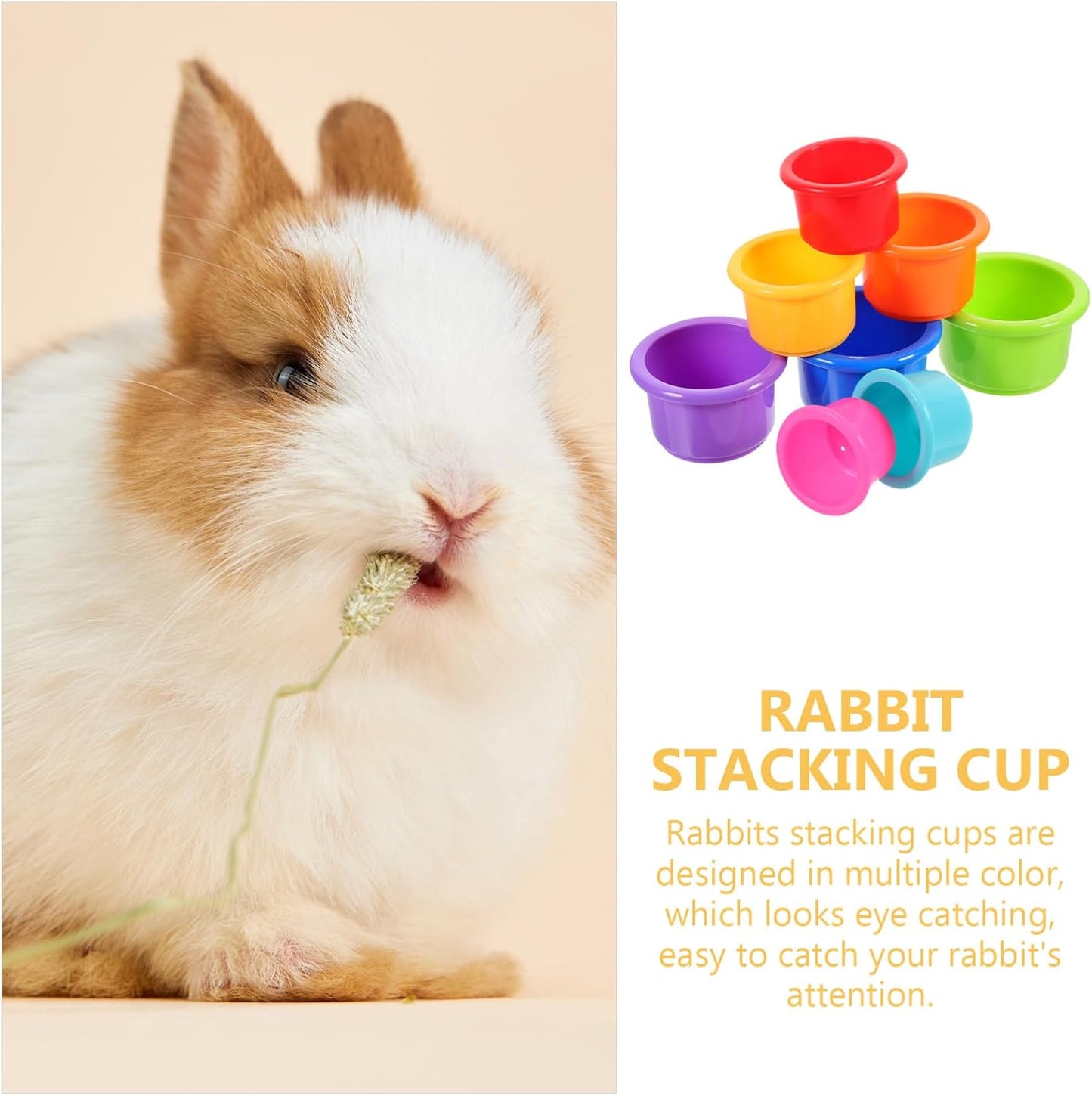 Garneck 8pcs Plastic Nesting Toys for Rabbits Bunny Cups Stacking Cups for Toddlers Safe Food-Grade Material for Hiding Food