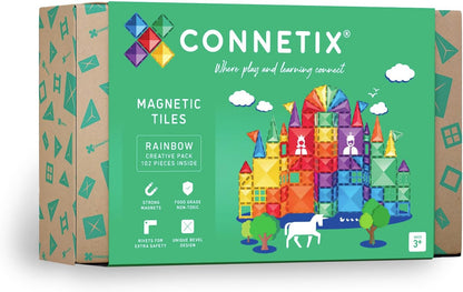 CONNETIX Magnetic Tiles Rainbow Creative Pack, 102 Pieces