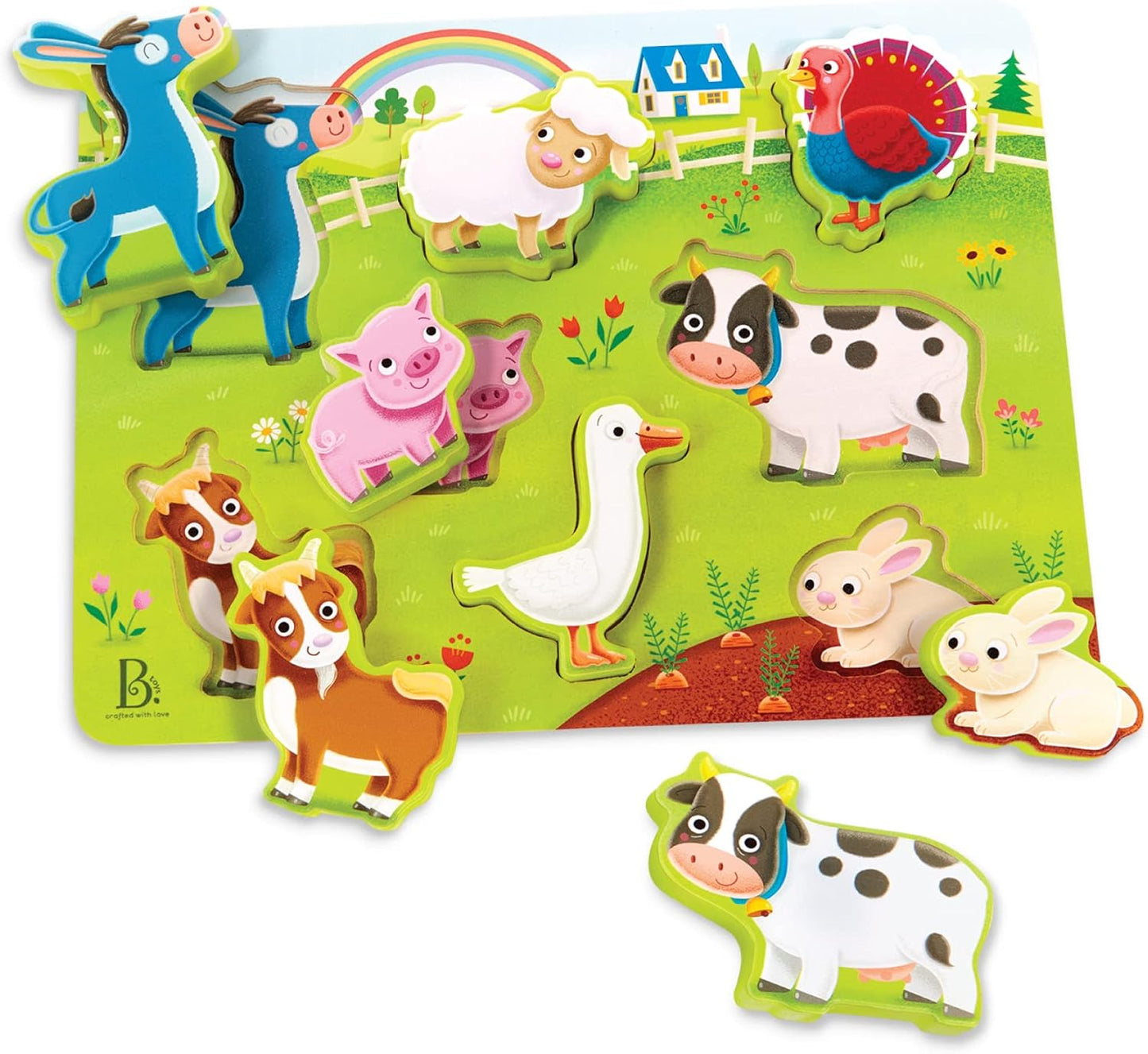 B. toys – Peek & Explore – School BusChunky Puzzle for Toddlers,Educational & Developmental Toys for Kids – 2+ Years