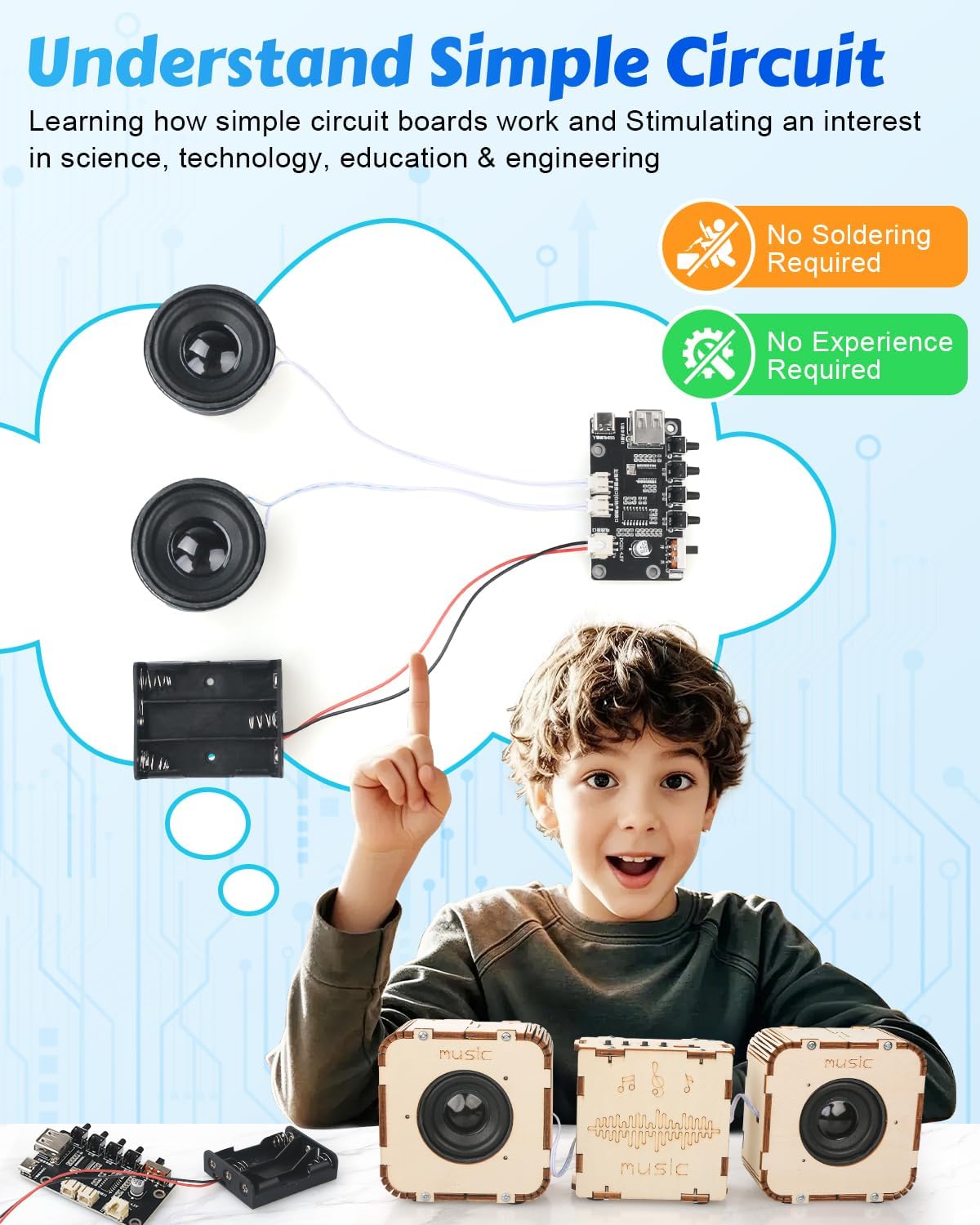Poraxy STEM Toys for Boys Age 8-13, Build Your Own Bluetooth Speaker, Science Kits for Kids 8-12, Electronic Experiment DIY Building Projects, Gifts for Adult Teen Boy Girl 9 10 11 13 14 15 16