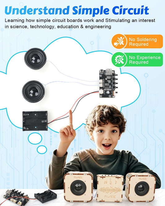 Poraxy STEM Toys for Boys Age 8-13, Build Your Own Bluetooth Speaker, Science Kits for Kids 8-12, Electronic Experiment DIY Building Projects, Gifts for Adult Teen Boy Girl 9 10 11 13 14 15 16